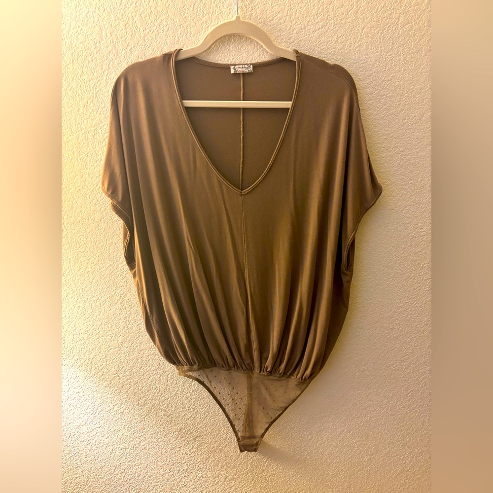 Free People beige thong bodysuit